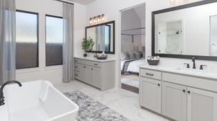 White tile modern interior bathroom